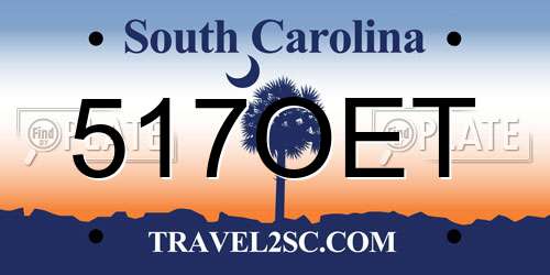 517OET South Carolina License Plate
