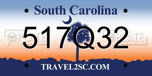 517Q32 South Carolina License Plate