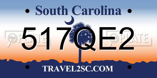 517QE2 South Carolina License Plate