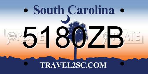 5180ZB South Carolina License Plate
