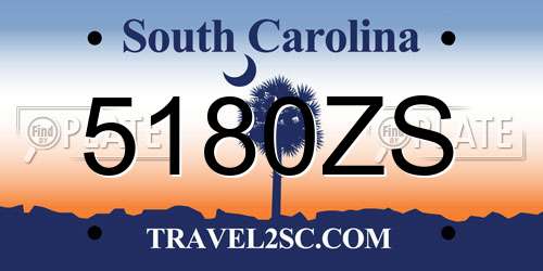 5180ZS South Carolina License Plate