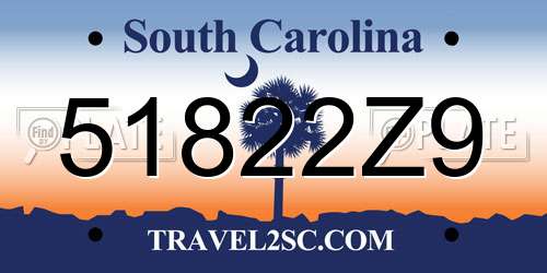 51822Z9 South Carolina License Plate