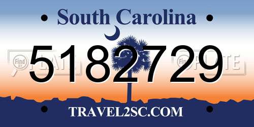 5182729 South Carolina License Plate