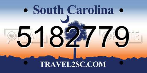 5182779 South Carolina License Plate