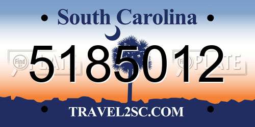 5185012 South Carolina License Plate