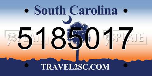 5185017 South Carolina License Plate