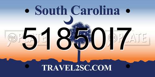 51850I7 South Carolina License Plate