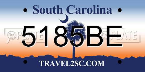 5185BE South Carolina License Plate