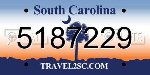 5187229 South Carolina License Plate