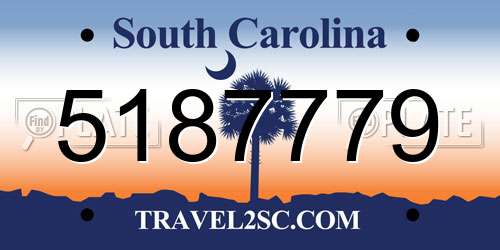 5187779 South Carolina License Plate