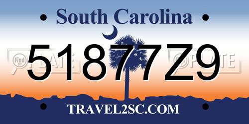 51877Z9 South Carolina License Plate
