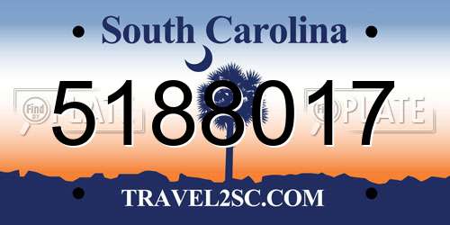 5188017 South Carolina License Plate