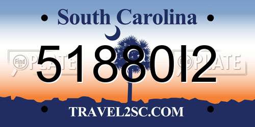 51880I2 South Carolina License Plate