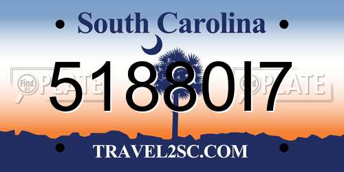 51880I7 South Carolina License Plate