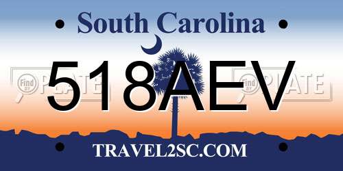 518AEV South Carolina License Plate