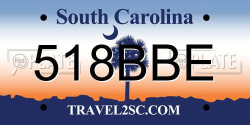 518BBE South Carolina License Plate