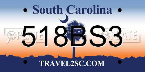 518BS3 South Carolina License Plate