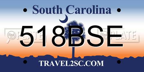 518BSE South Carolina License Plate