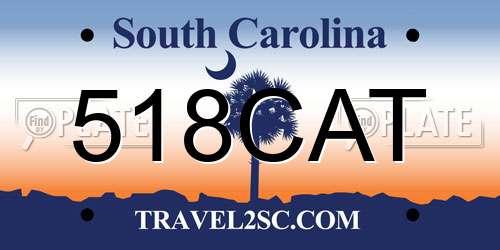518CAT South Carolina License Plate