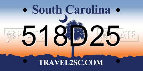 518D25 South Carolina License Plate