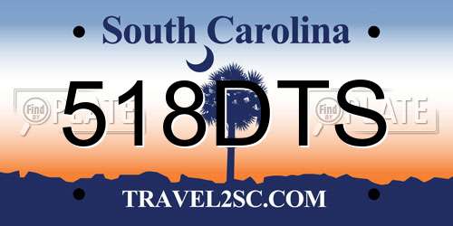 518DTS South Carolina License Plate