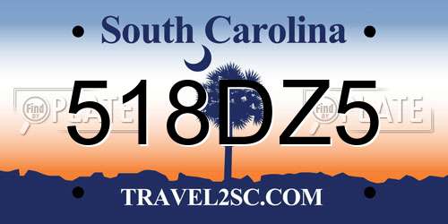 518DZ5 South Carolina License Plate