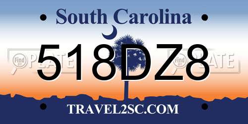 518DZ8 South Carolina License Plate