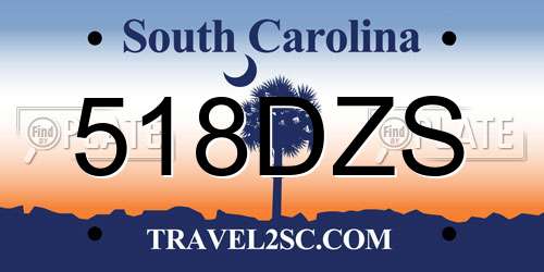 518DZS South Carolina License Plate