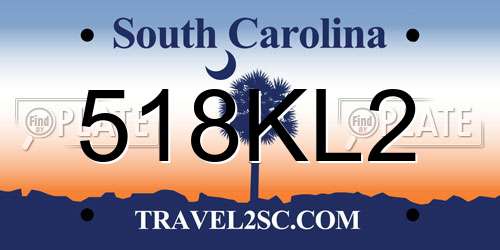 518KL2 South Carolina License Plate