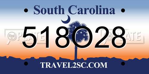 518O28 South Carolina License Plate
