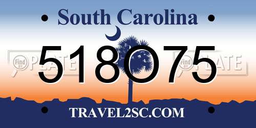 518O75 South Carolina License Plate