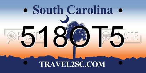 518OT5 South Carolina License Plate
