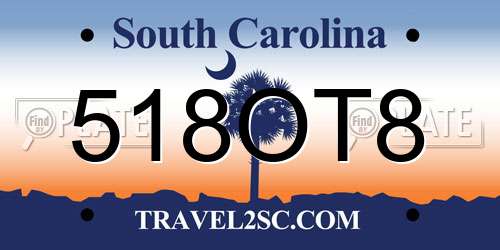 518OT8 South Carolina License Plate