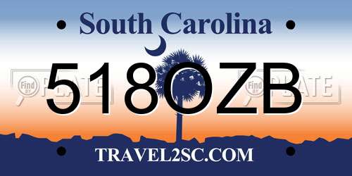 518OZB South Carolina License Plate