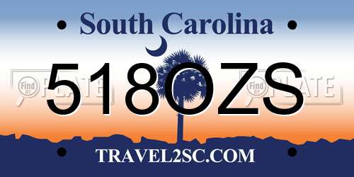 518OZS South Carolina License Plate