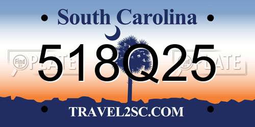 518Q25 South Carolina License Plate