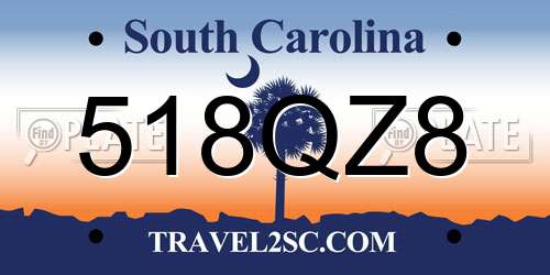 518QZ8 South Carolina License Plate