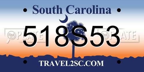 518S53 South Carolina License Plate