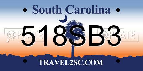 518SB3 South Carolina License Plate