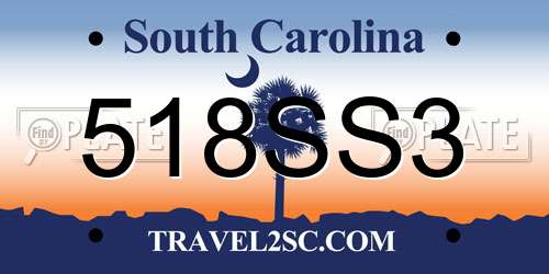 518SS3 South Carolina License Plate