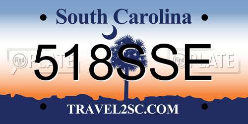 518SSE South Carolina License Plate