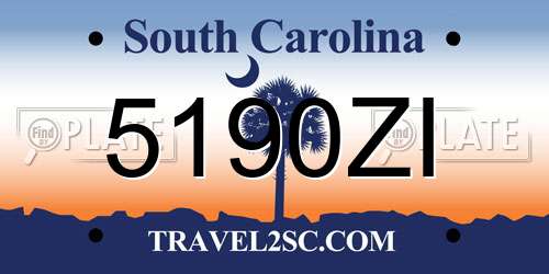 5190ZI South Carolina License Plate