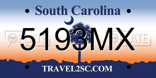 5193MX South Carolina License Plate