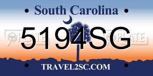 5194SG South Carolina License Plate