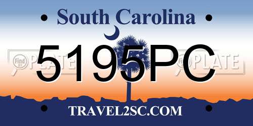 5195PC South Carolina License Plate