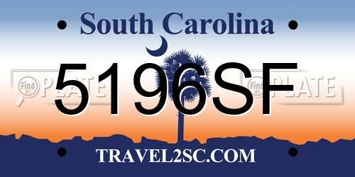 5196SF South Carolina License Plate