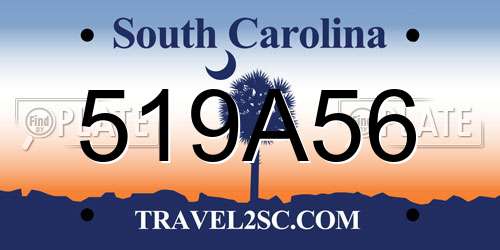 519A56 South Carolina License Plate