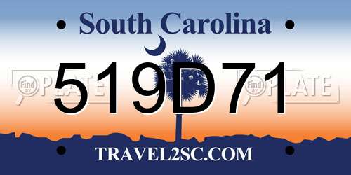 519D71 South Carolina License Plate