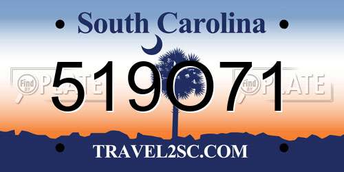 519O71 South Carolina License Plate