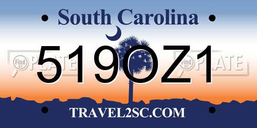 519OZ1 South Carolina License Plate